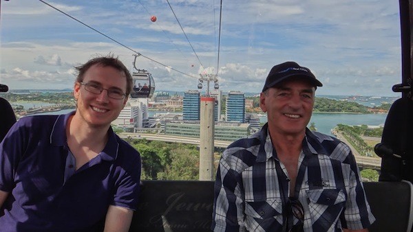 Andrew And Phillip On The Cable Cars Over To Sentosa Island Singapore